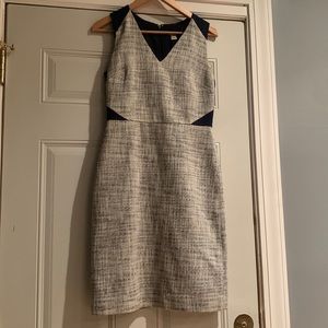 Navy & Tan tweed pencil dress